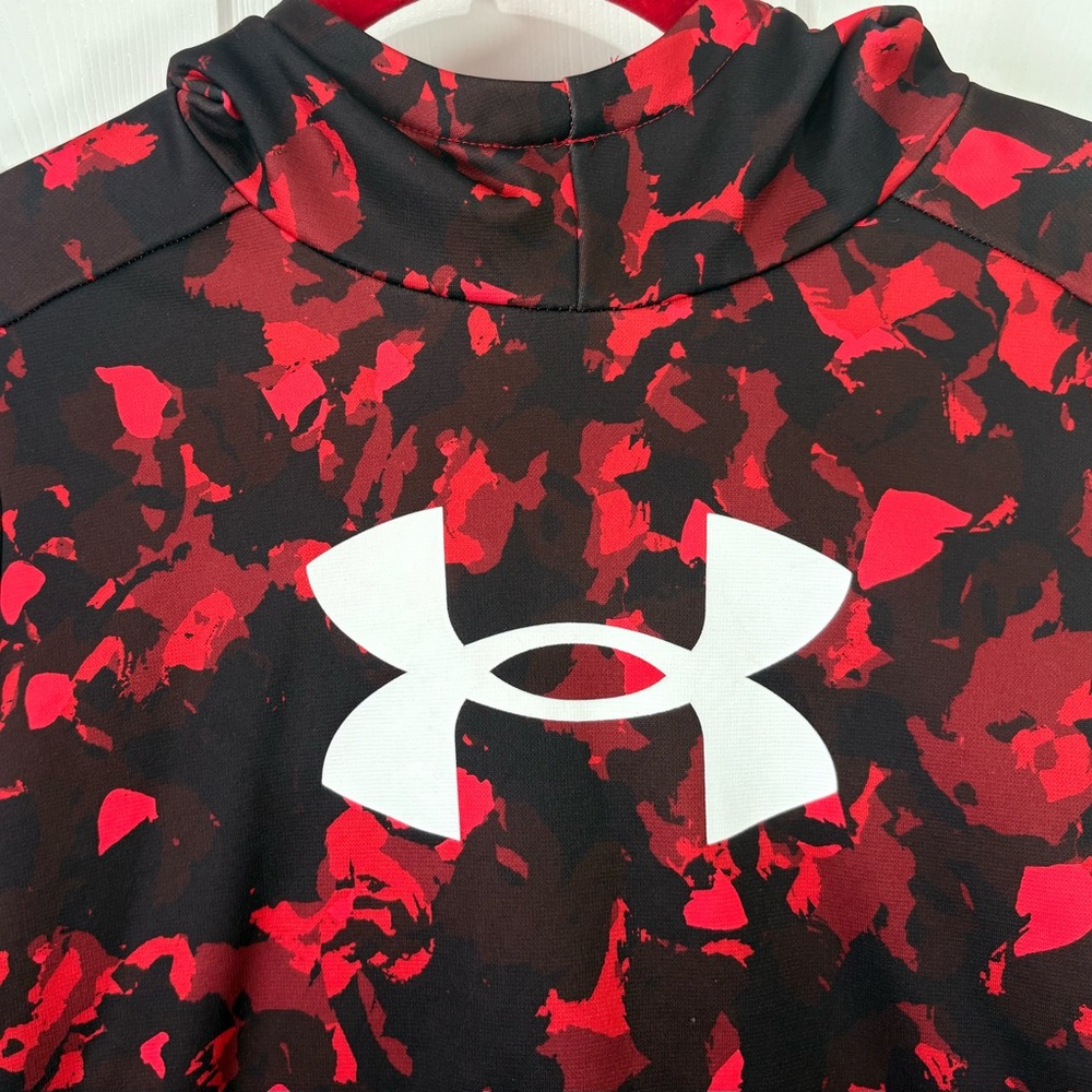 Under Armour Hoodie Youth Loose Fleece Sweatshirt Red/Black Camo Medium - Picture 2 of 6